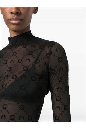 Top in maglia floccata Second Skin MARINE SERRE | WTO388ACJER0005BK99